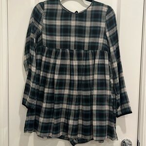 ZARA Plaid Babydoll Romper Dress